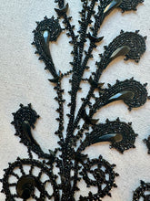 Load image into Gallery viewer, Antique Jet Glass and Beaded Applique Pair
