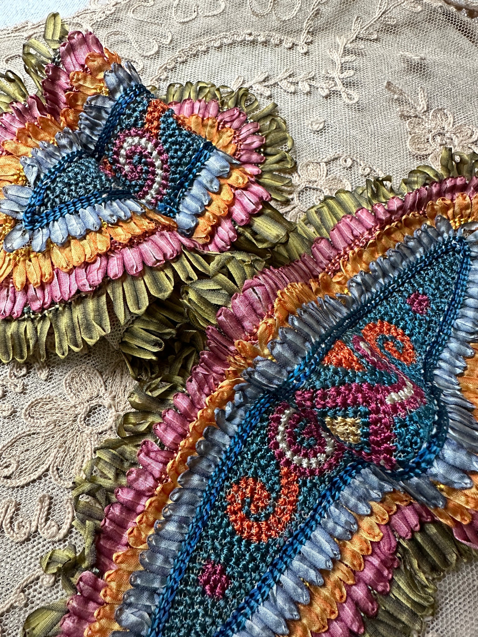 Rococo Ribbon Plate Antique Rococo Ombre Ribbon Trimmed Applique – Vintage Passementerie