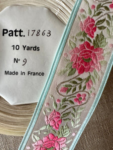 Vintage Pink Ombre Roses and Buds Ribbon Three Different