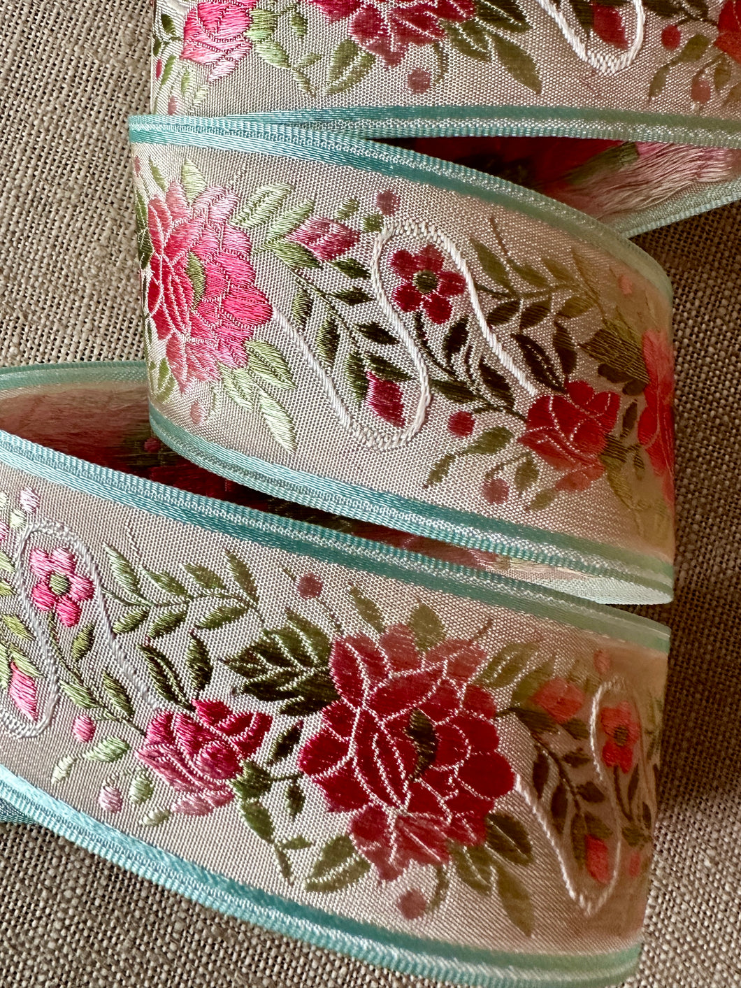 Vintage Pink Ombre Roses and Buds Ribbon Three Different
