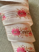 Load image into Gallery viewer, Vintage Pink Ombre Roses and Buds Ribbon Three Different