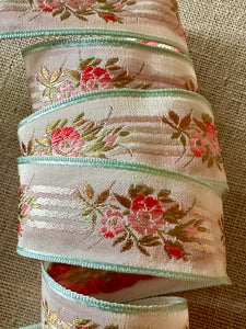 Vintage Pink Ombre Roses and Buds Ribbon Three Different