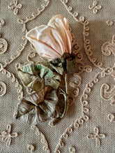 Load image into Gallery viewer, Wild Rose with Antique Silk and  Silver Metal Ribbons