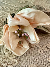 Load image into Gallery viewer, Wild Rose with Antique Silk and  Silver Metal Ribbons