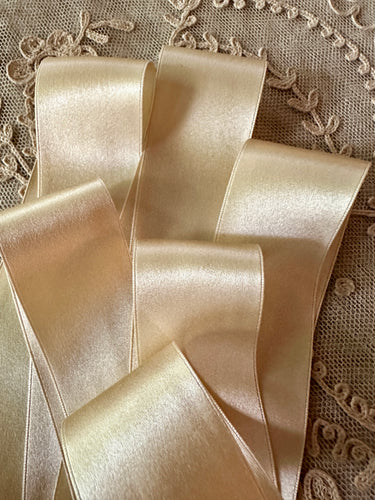 Double Faced Silk Satin Ribbon Ecru