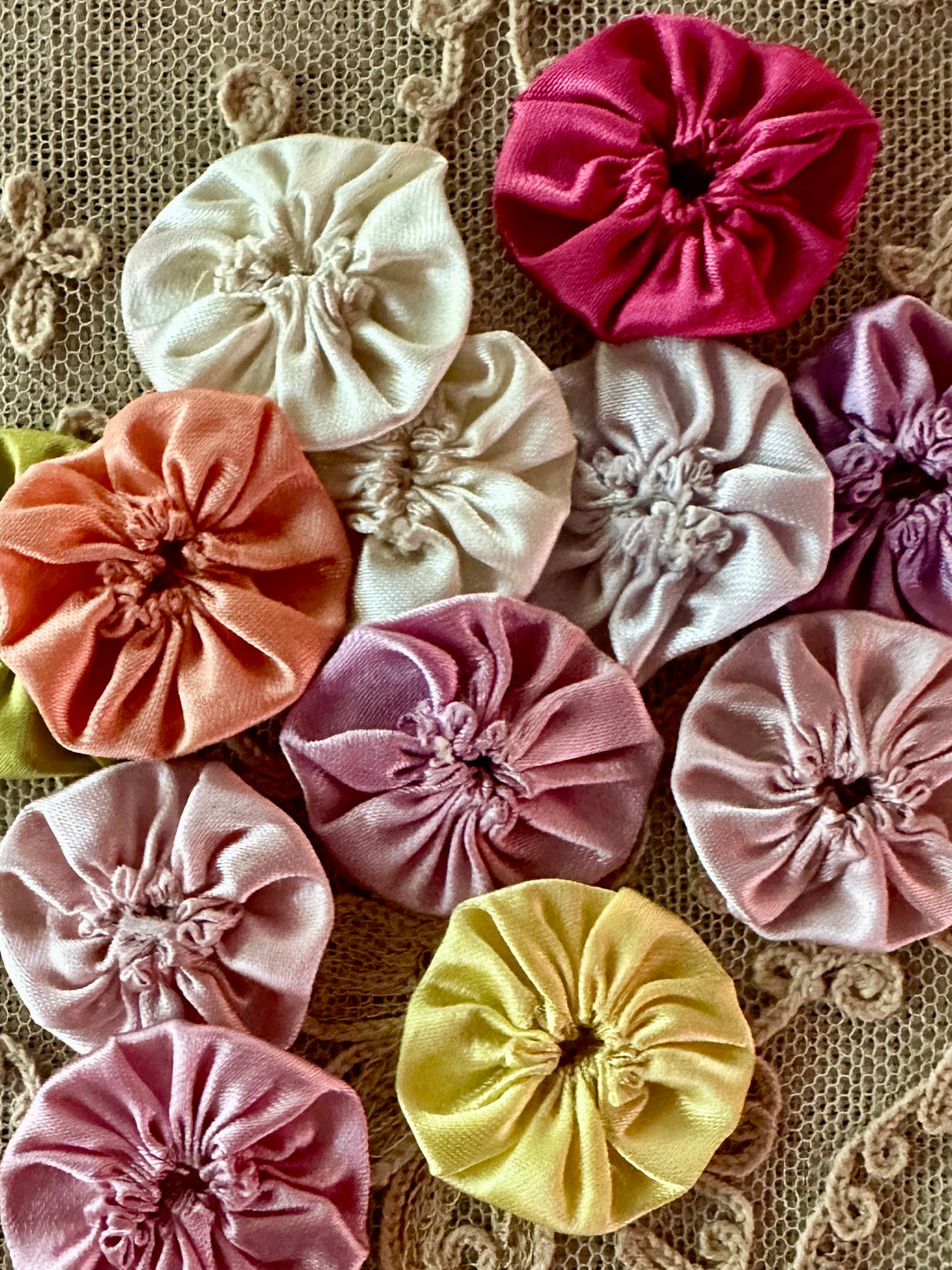 Vintage Gathered Satin Rounds