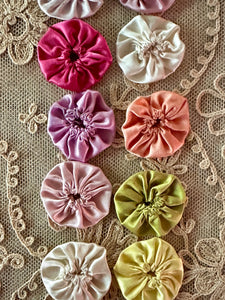 Vintage Gathered Satin Rounds