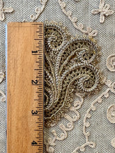 Load image into Gallery viewer, Set of Nine Antique Glass Beaded Gold Cord Appliques Metal Lace Fillings