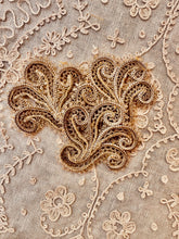 Load image into Gallery viewer, Set of Nine Antique Glass Beaded Gold Cord Appliques Metal Lace Fillings