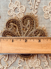 Load image into Gallery viewer, Set of Nine Antique Glass Beaded Gold Cord Appliques Metal Lace Fillings