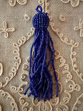 Load image into Gallery viewer, Vintage Glass Beaded Tassels Indigo Blue