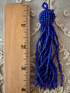 Vintage Glass Beaded Tassels Indigo Blue