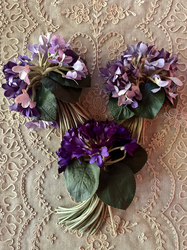 Antique Millinery Violets Three Different