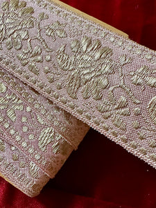 Vintage French Pink and Pale Gold Metallic Trim