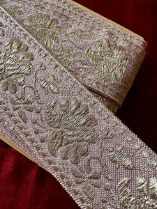 Vintage French Pink and Pale Gold Metallic Trim