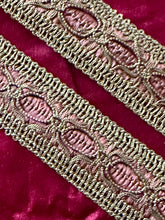 Load image into Gallery viewer, Vintage French Pink Floss and Gold Metal Cord Trim