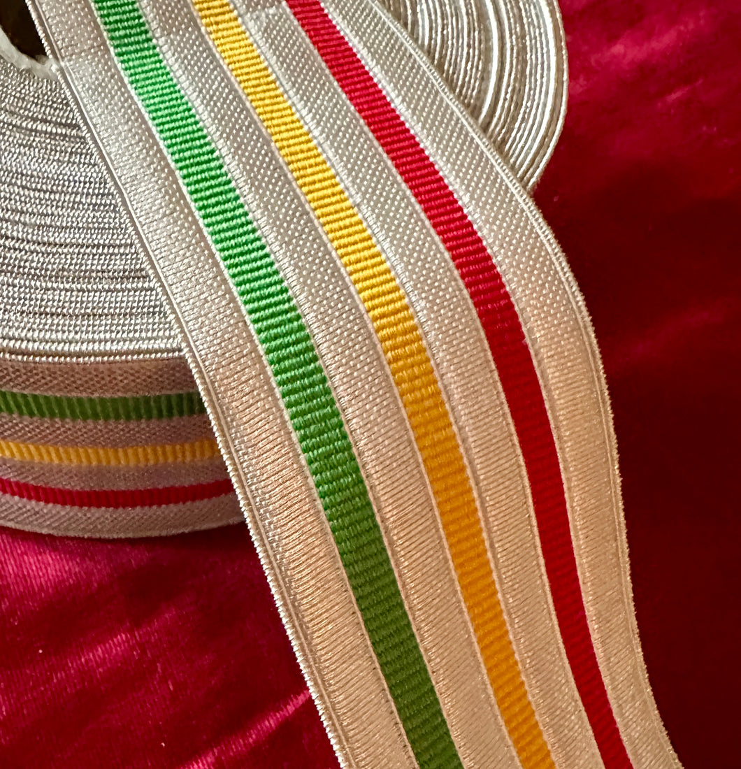 Vintage Silver Metal and Colorful Trim