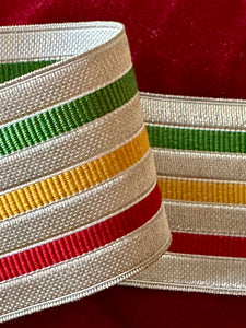 Vintage Silver Metal and Colorful Trim