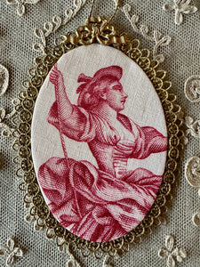 Antique French Toile de Jouy Ornaments