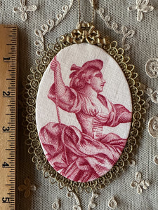 Antique French Toile de Jouy Ornaments