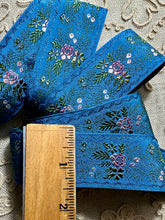 Load image into Gallery viewer, Antique French Indigo Blue Ribbon With Ombre Flowers