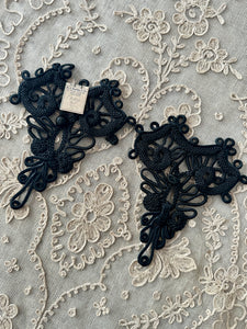 Antique Hand Sewn Cord Applique Pair