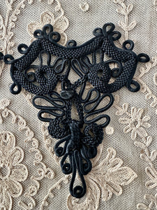 Antique Hand Sewn Cord Applique Pair