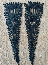 Load image into Gallery viewer, Antique Hand Sewn Large Cord Applique Pair