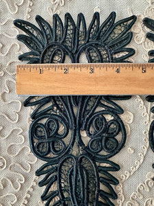 Antique Hand Sewn Large Cord Applique Pair