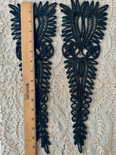 Load image into Gallery viewer, Antique Hand Sewn Large Cord Applique Pair