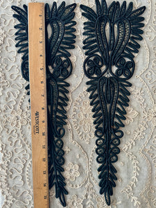 Antique Hand Sewn Large Cord Applique Pair