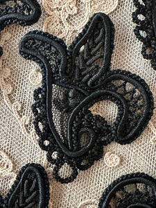 Antique Hand Sewn Cord Applique Lace Fillings