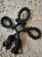 Load image into Gallery viewer, Antique Hand Sewn Glass Beaded and Tassel Embellishment