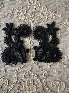 Antique Hand Sewn Cord Applique Pair