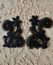 Load image into Gallery viewer, Antique Hand Sewn Cord Applique Pair