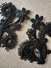 Load image into Gallery viewer, Antique Hand Sewn Cord Applique Pair