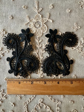 Load image into Gallery viewer, Antique Hand Sewn Cord Applique Pair