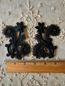 Antique Hand Sewn Cord Applique Pair