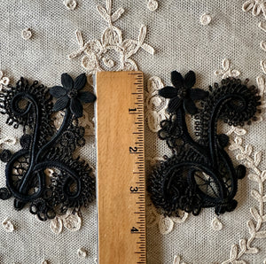 Antique Hand Sewn Cord Applique Pair