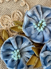 Load image into Gallery viewer, Antique Ribbon Work Velvet Flower Applique