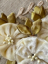Load image into Gallery viewer, Antique Ribbon Work Velvet Flower Applique
