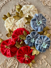 Load image into Gallery viewer, Antique Ribbon Work Velvet Flower Applique
