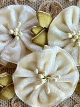Load image into Gallery viewer, Antique Ribbon Work Velvet Flower Applique