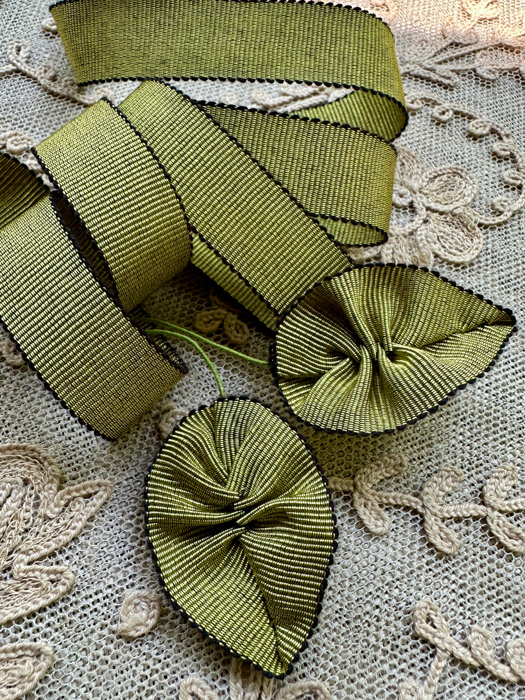 Textured Green and Black Ribbon
