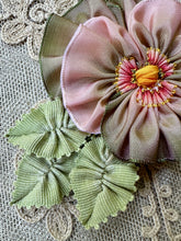 Load image into Gallery viewer, French Ombre Ribbon Work Pansy Corsage
