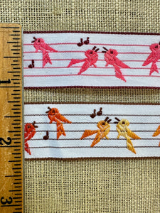 Vintage French Ribbon Singing Birds