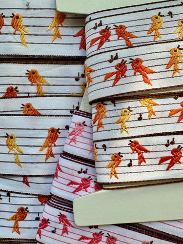 Vintage French Ribbon Singing Birds