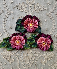 Load image into Gallery viewer, French Ombre Ribbon Work Pansy Corsage Plum Ombre