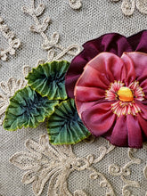 Load image into Gallery viewer, French Ombre Ribbon Work Pansy Corsage Plum Ombre