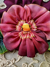 Load image into Gallery viewer, French Ombre Ribbon Work Pansy Corsage Plum Ombre